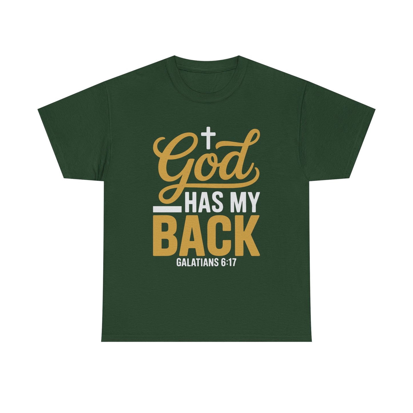 God Has My Back Unisex Heavy Cotton Tee | Faith-Based Shirt, Christian Apparel, Inspirational Gift, Everyday Wear, Religious Tee