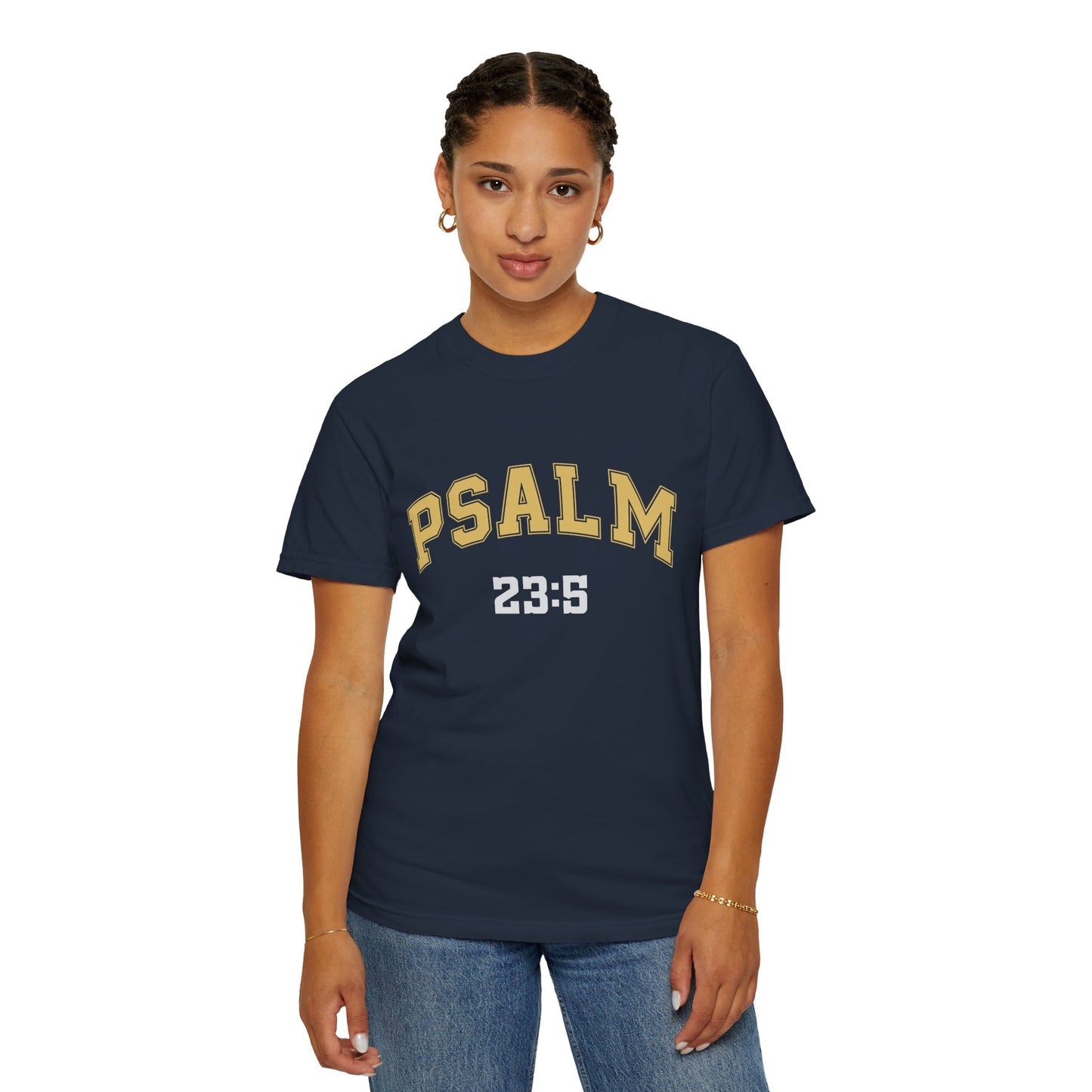 Garment-Dyed T-Shirt with Psalm 23:5 Design, Inspirational Tee, Faith-Based Apparel, Christian Gift, Everyday Wear