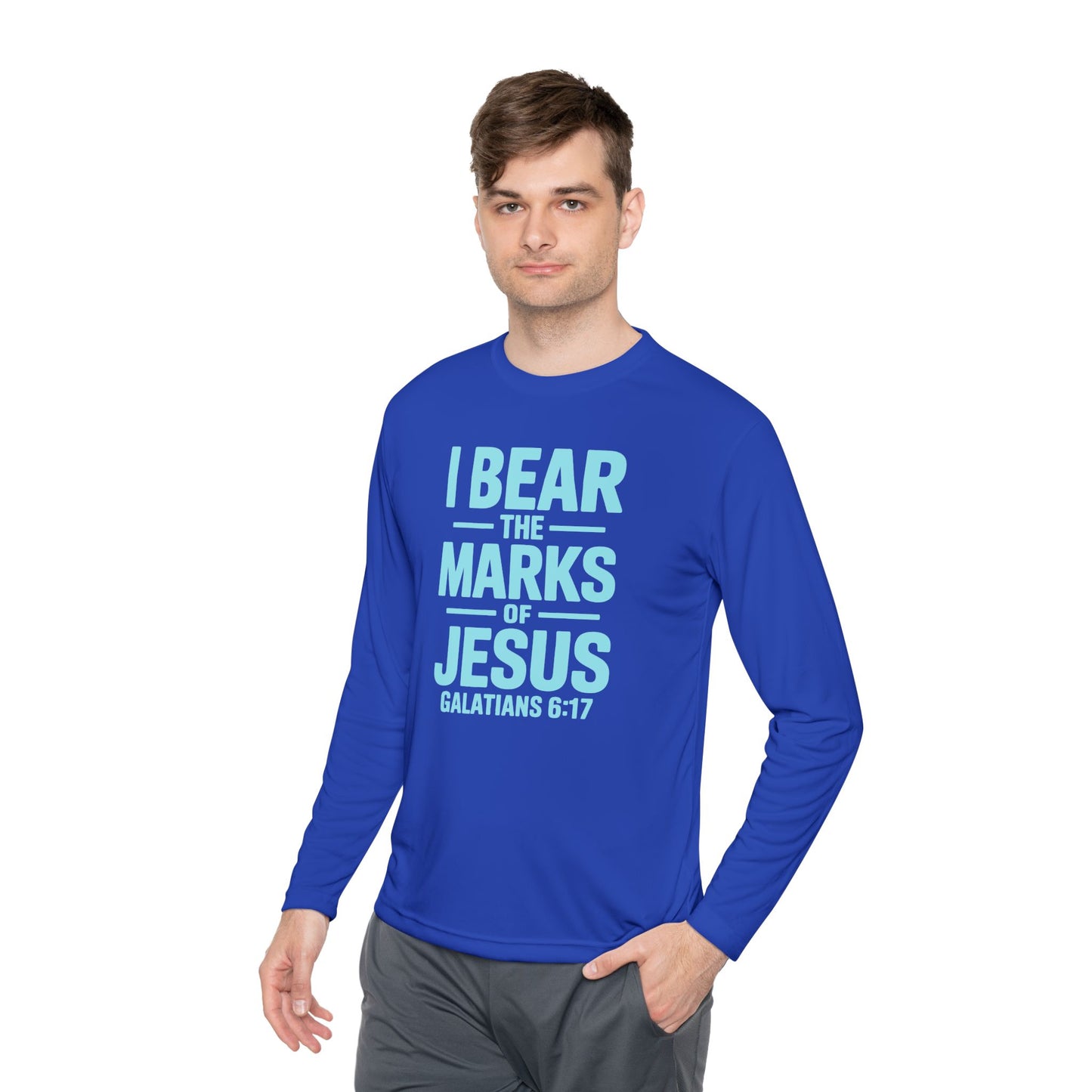 Unisex Lightweight Long Sleeve Tee - I Bear the Marks of Jesus, Faith-Based Apparel, Christian Gift, Inspirational Top, Galatians 6:17
