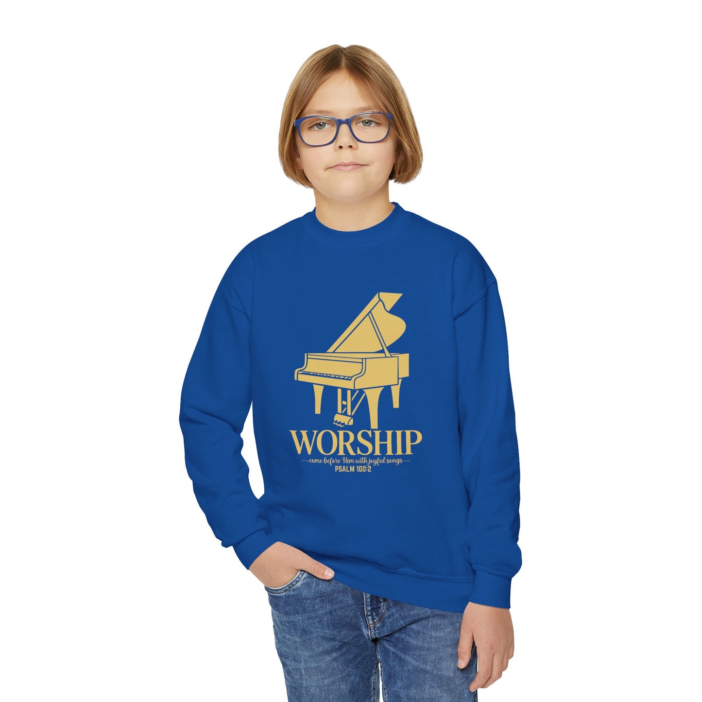 Youth Worship Crewneck Sweatshirt - Music, Faith, Christian, Gift for Teens, Youth Ministry Apparel