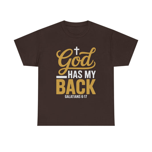 God Has My Back Unisex Heavy Cotton Tee | Faith-Based Shirt, Christian Apparel, Inspirational Gift, Everyday Wear, Religious Tee