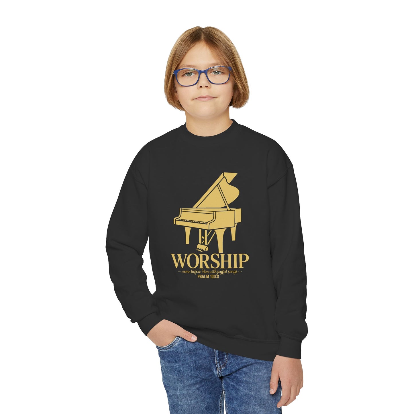 Youth Worship Crewneck Sweatshirt - Music, Faith, Christian, Gift for Teens, Youth Ministry Apparel