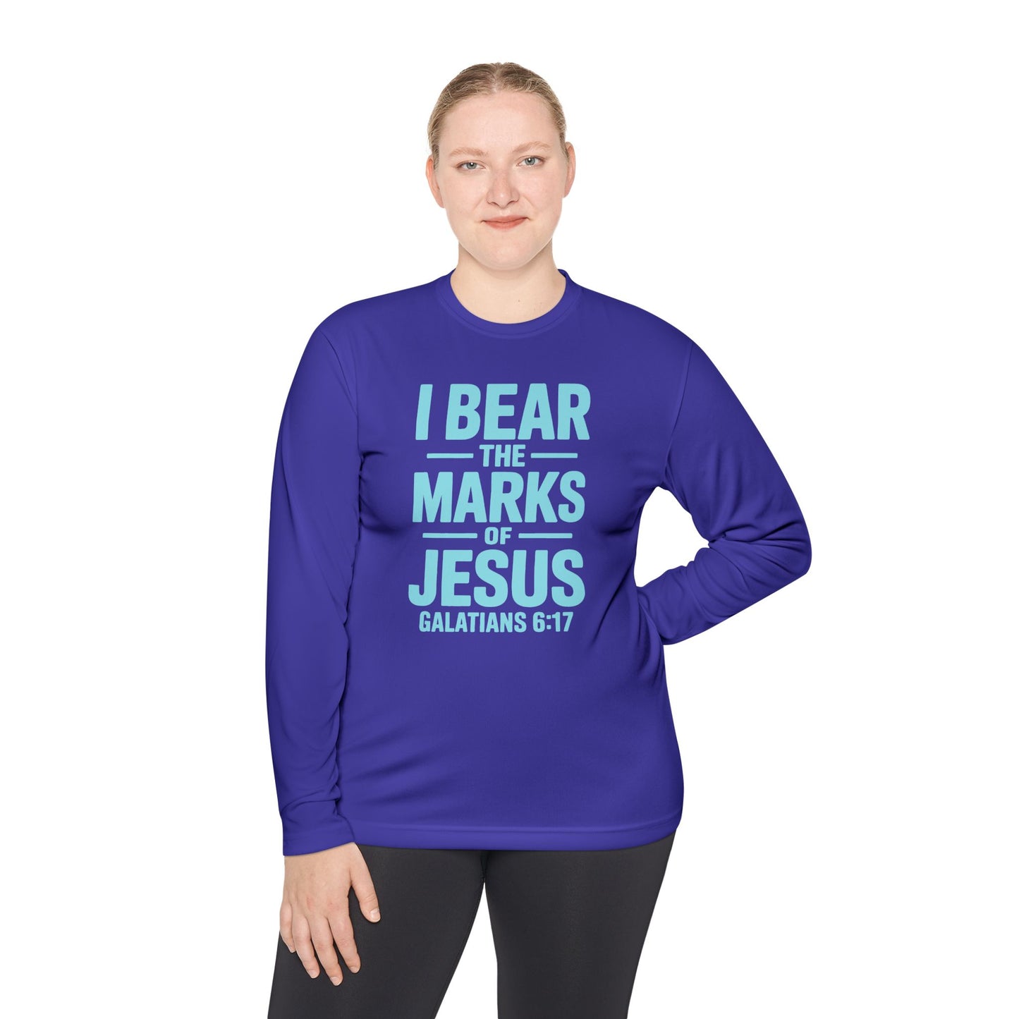 Unisex Lightweight Long Sleeve Tee - I Bear the Marks of Jesus, Faith-Based Apparel, Christian Gift, Inspirational Top, Galatians 6:17