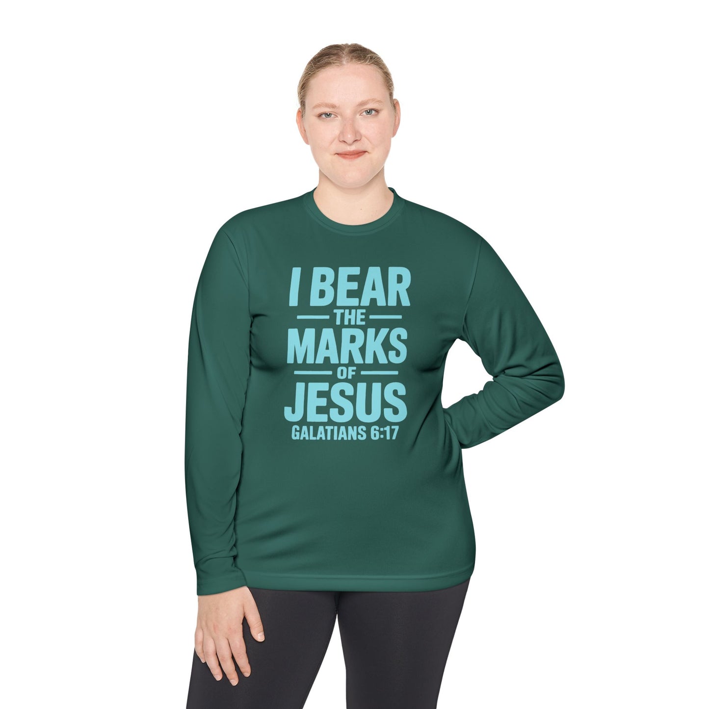 Unisex Lightweight Long Sleeve Tee - I Bear the Marks of Jesus, Faith-Based Apparel, Christian Gift, Inspirational Top, Galatians 6:17