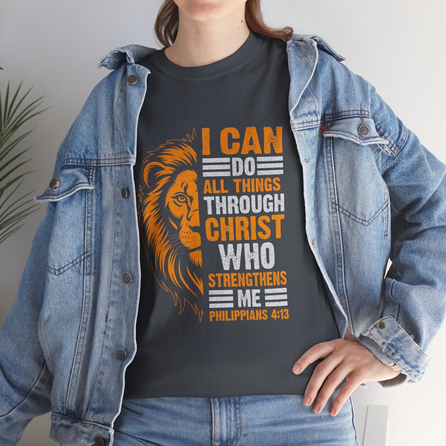 Inspirational Lion T-Shirt - Faith, Strength, Motivational Apparel, Christian Gifts, Biblical Quotes, Encouragement Wear