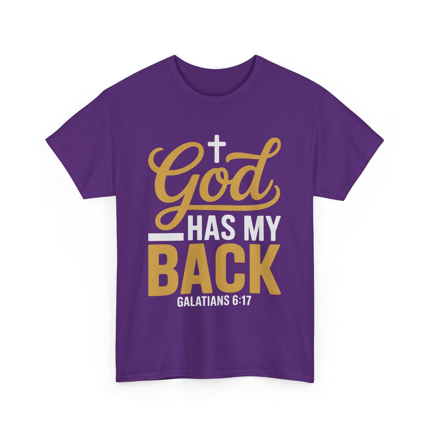 God Has My Back Unisex Heavy Cotton Tee | Faith-Based Shirt, Christian Apparel, Inspirational Gift, Everyday Wear, Religious Tee