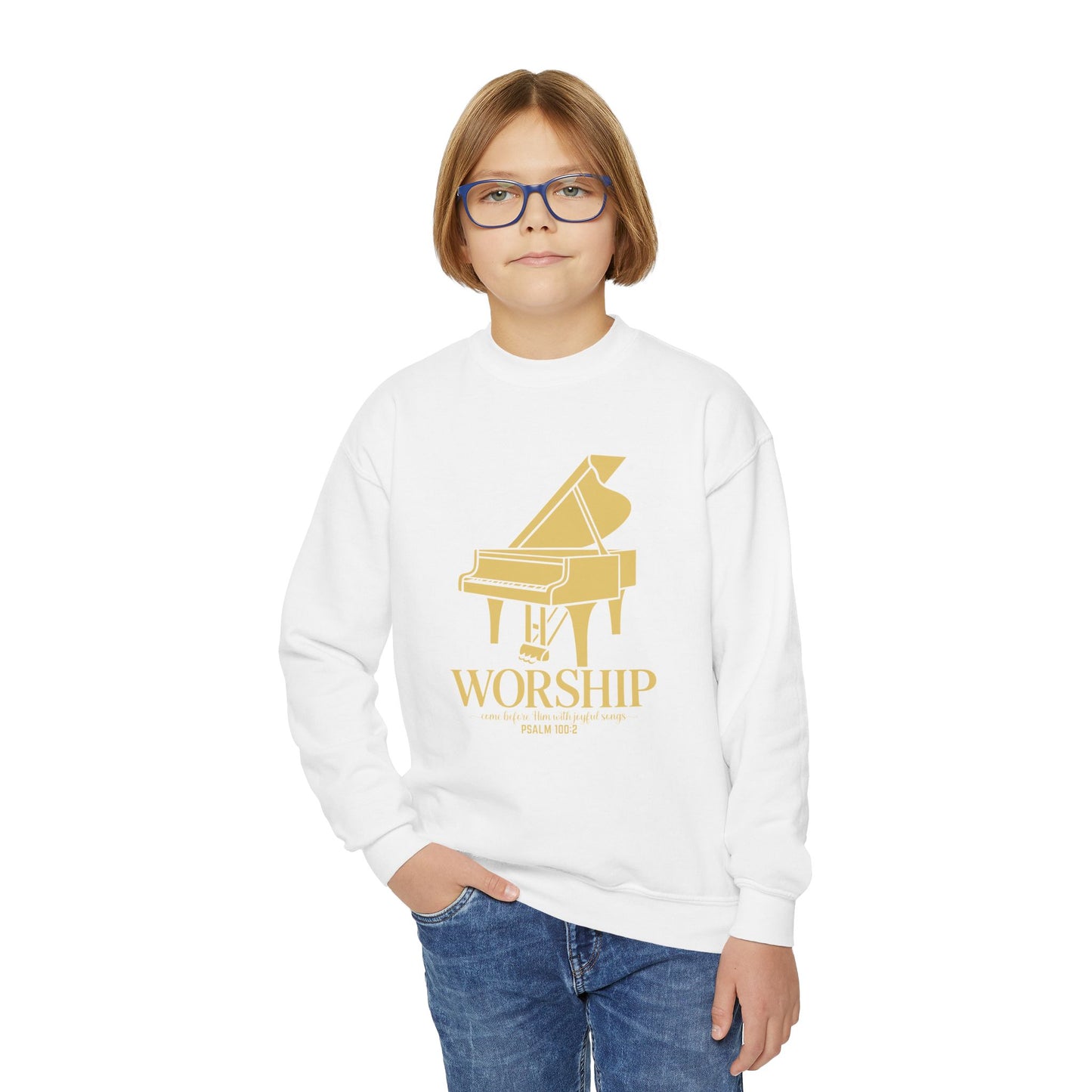 Youth Worship Crewneck Sweatshirt - Music, Faith, Christian, Gift for Teens, Youth Ministry Apparel