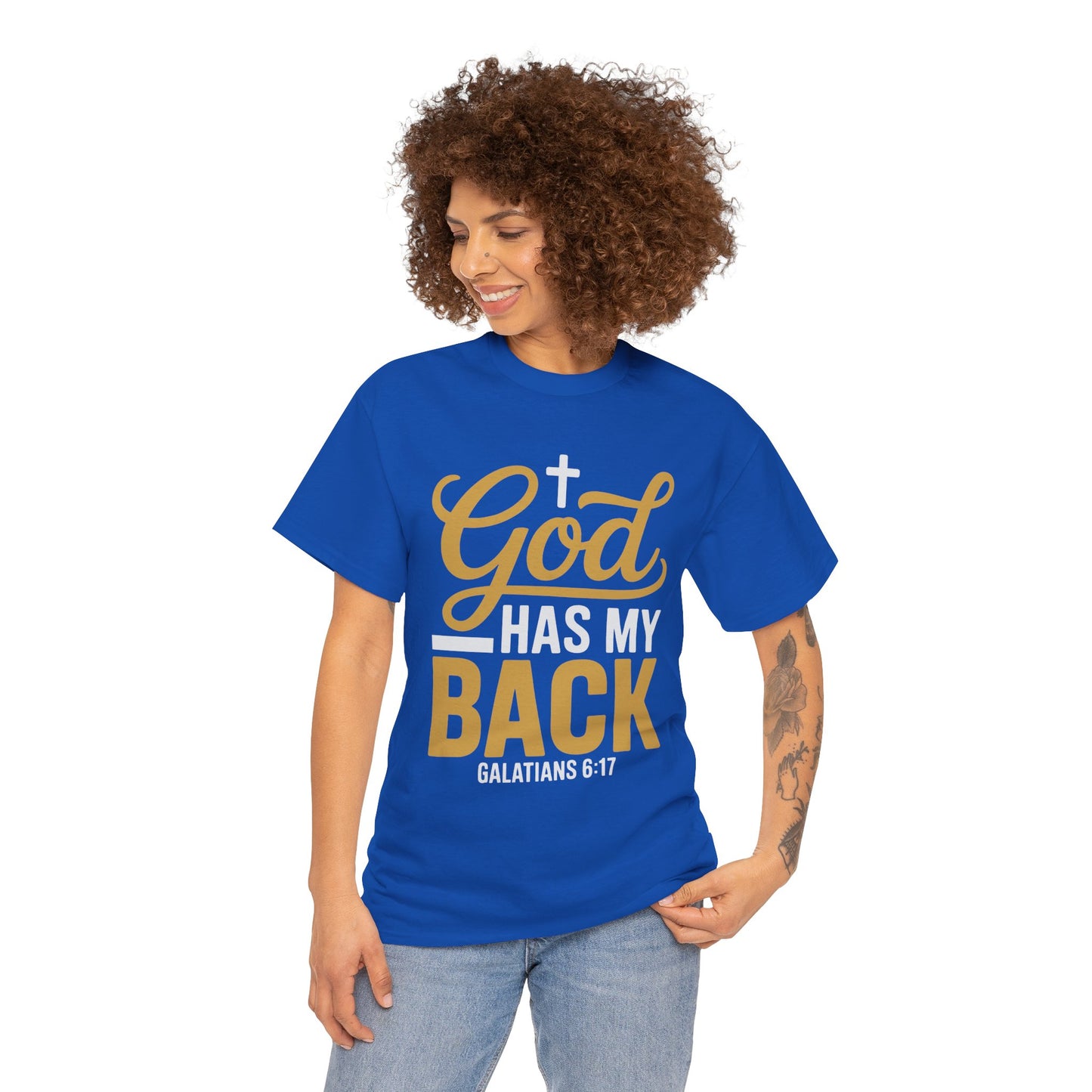 God Has My Back Unisex Heavy Cotton Tee | Faith-Based Shirt, Christian Apparel, Inspirational Gift, Everyday Wear, Religious Tee