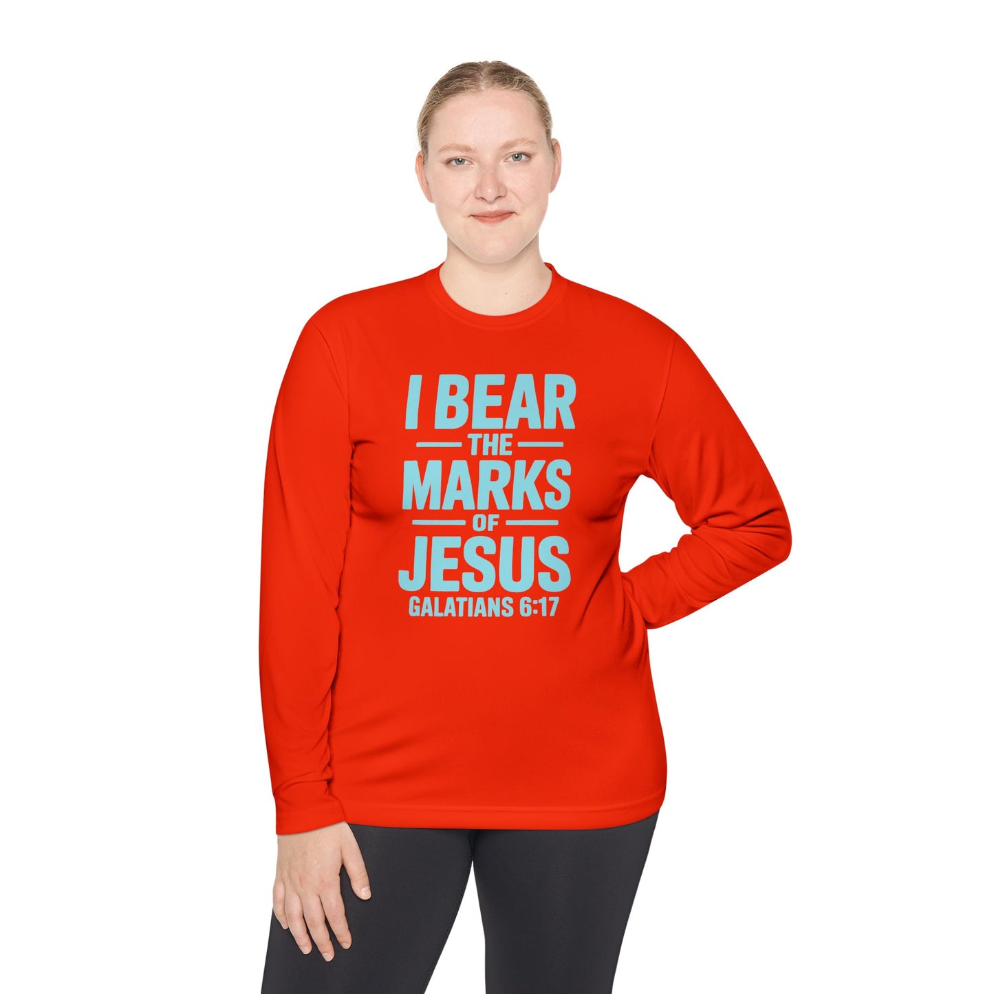 Unisex Lightweight Long Sleeve Tee - I Bear the Marks of Jesus, Faith-Based Apparel, Christian Gift, Inspirational Top, Galatians 6:17