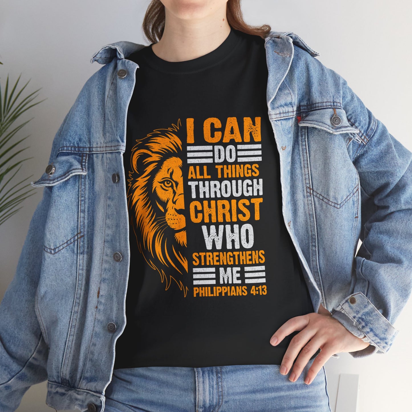 Inspirational Lion T-Shirt - Faith, Strength, Motivational Apparel, Christian Gifts, Biblical Quotes, Encouragement Wear