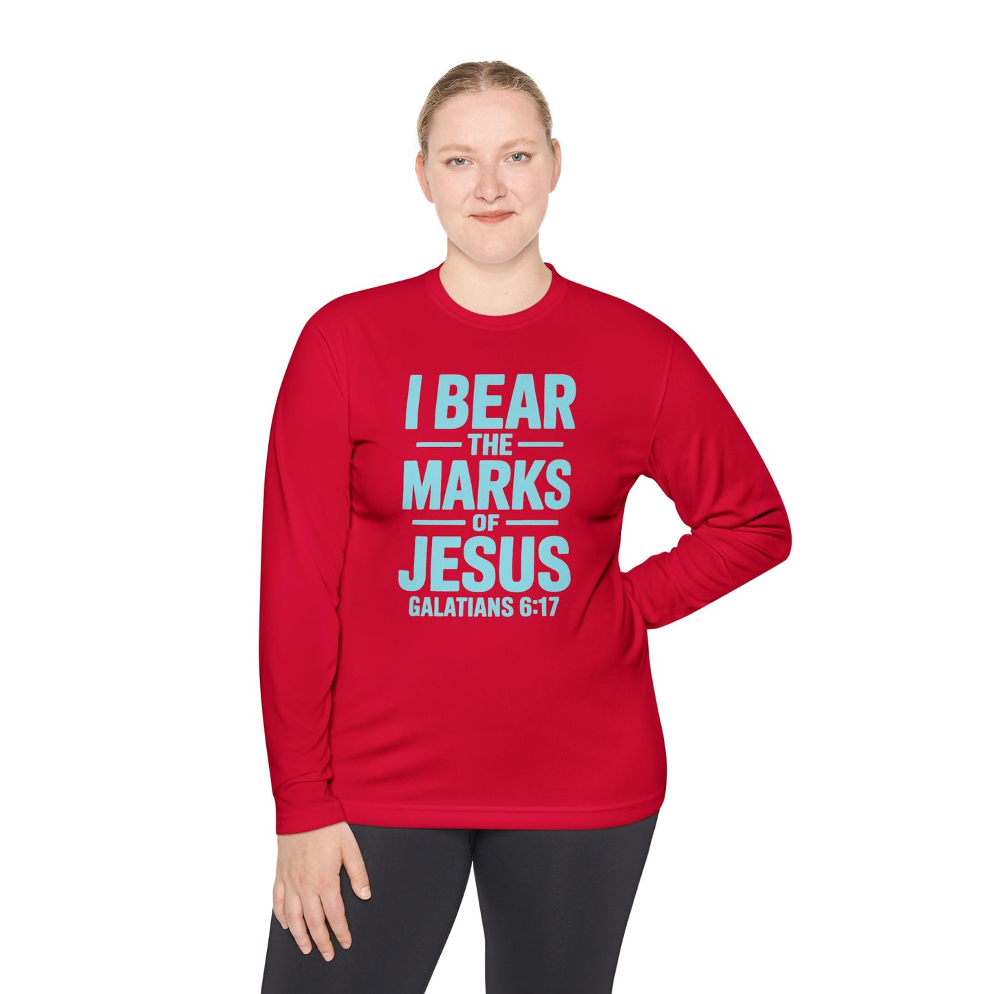 Unisex Lightweight Long Sleeve Tee - I Bear the Marks of Jesus, Faith-Based Apparel, Christian Gift, Inspirational Top, Galatians 6:17