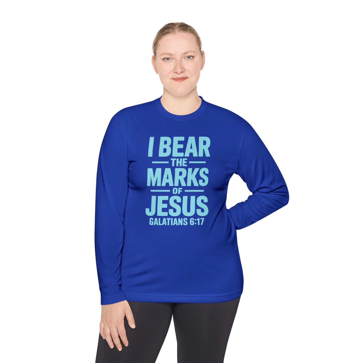 Unisex Lightweight Long Sleeve Tee - I Bear the Marks of Jesus, Faith-Based Apparel, Christian Gift, Inspirational Top, Galatians 6:17