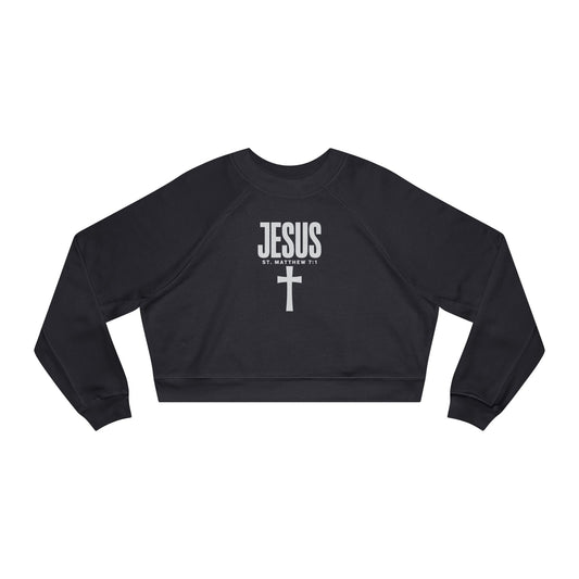 Faith-Inspired Women's Cropped Fleece Pullover, Stylish Christian Sweatshirt, Casual Outfit, Gifts for Her, Church Wear, Cozy Fashion
