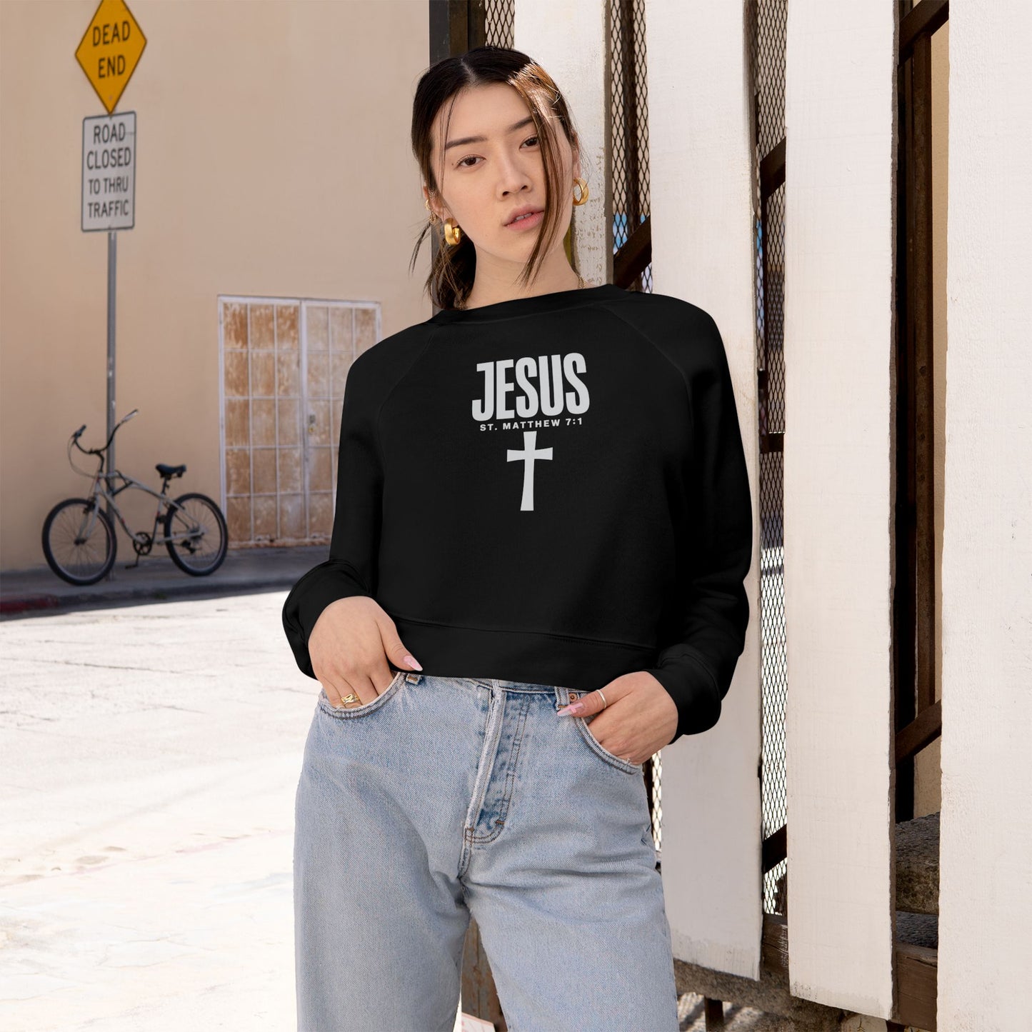 Faith-Inspired Women's Cropped Fleece Pullover, Stylish Christian Sweatshirt, Casual Outfit, Gifts for Her, Church Wear, Cozy Fashion