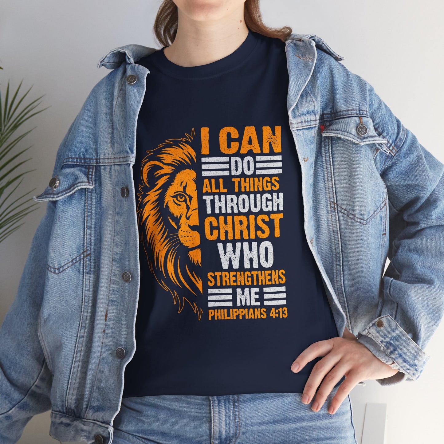 Inspirational Lion T-Shirt - Faith, Strength, Motivational Apparel, Christian Gifts, Biblical Quotes, Encouragement Wear