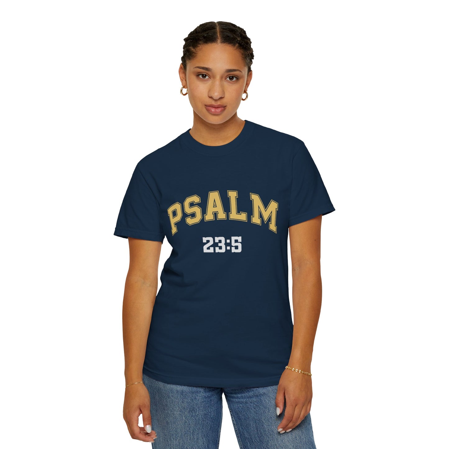 Garment-Dyed T-Shirt with Psalm 23:5 Design, Inspirational Tee, Faith-Based Apparel, Christian Gift, Everyday Wear