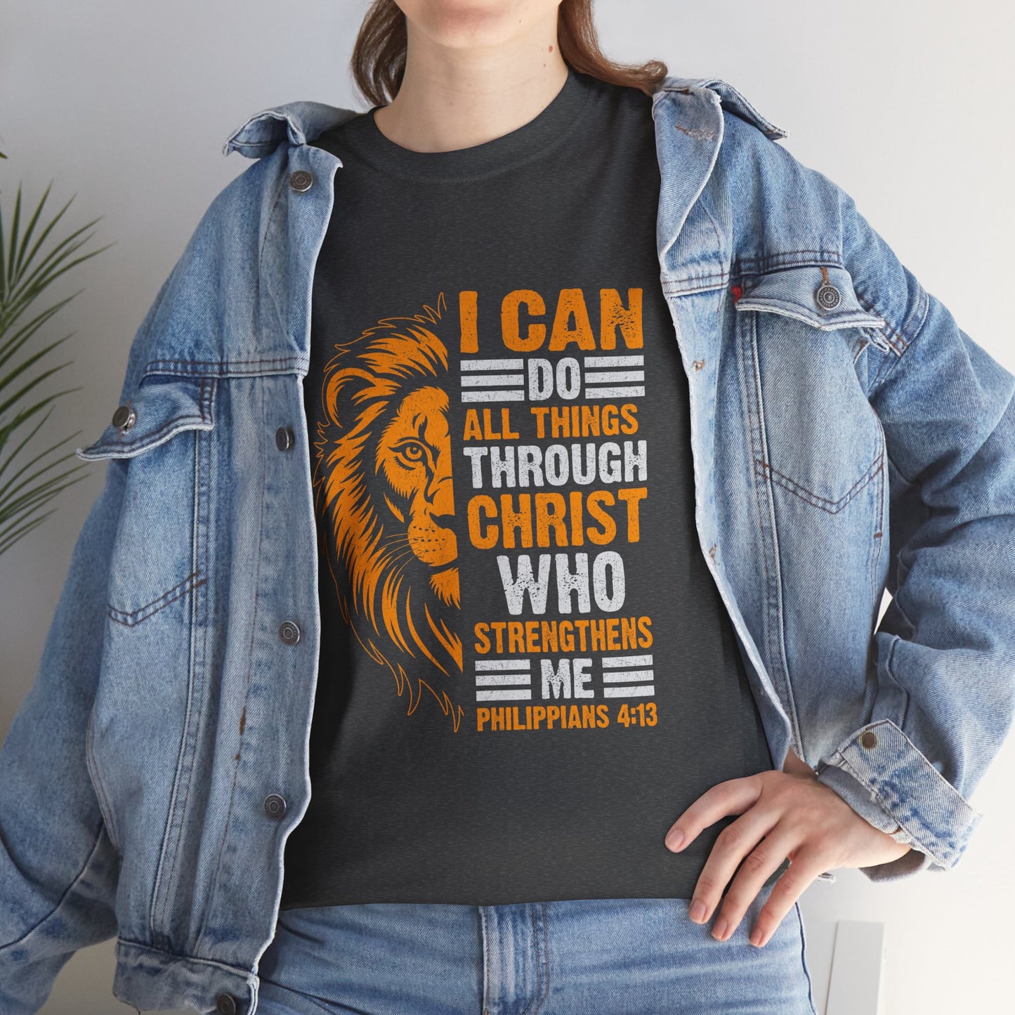 Inspirational Lion T-Shirt - Faith, Strength, Motivational Apparel, Christian Gifts, Biblical Quotes, Encouragement Wear