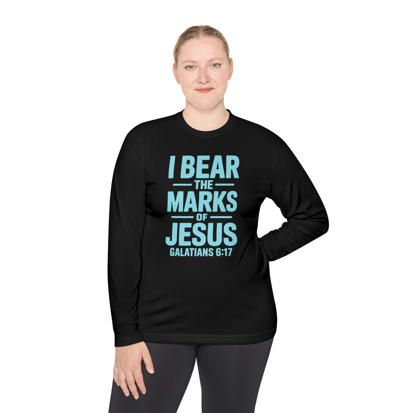 Unisex Lightweight Long Sleeve Tee - I Bear the Marks of Jesus, Faith-Based Apparel, Christian Gift, Inspirational Top, Galatians 6:17