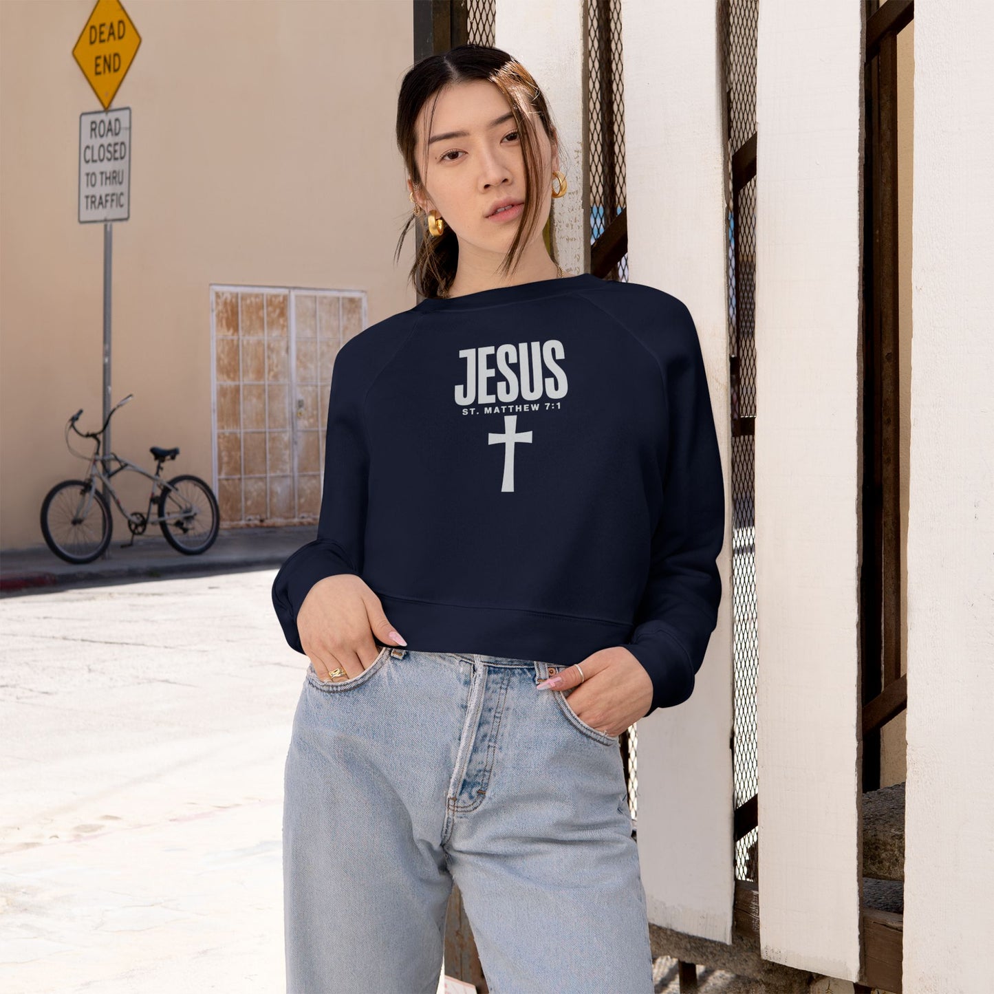 Faith-Inspired Women's Cropped Fleece Pullover, Stylish Christian Sweatshirt, Casual Outfit, Gifts for Her, Church Wear, Cozy Fashion