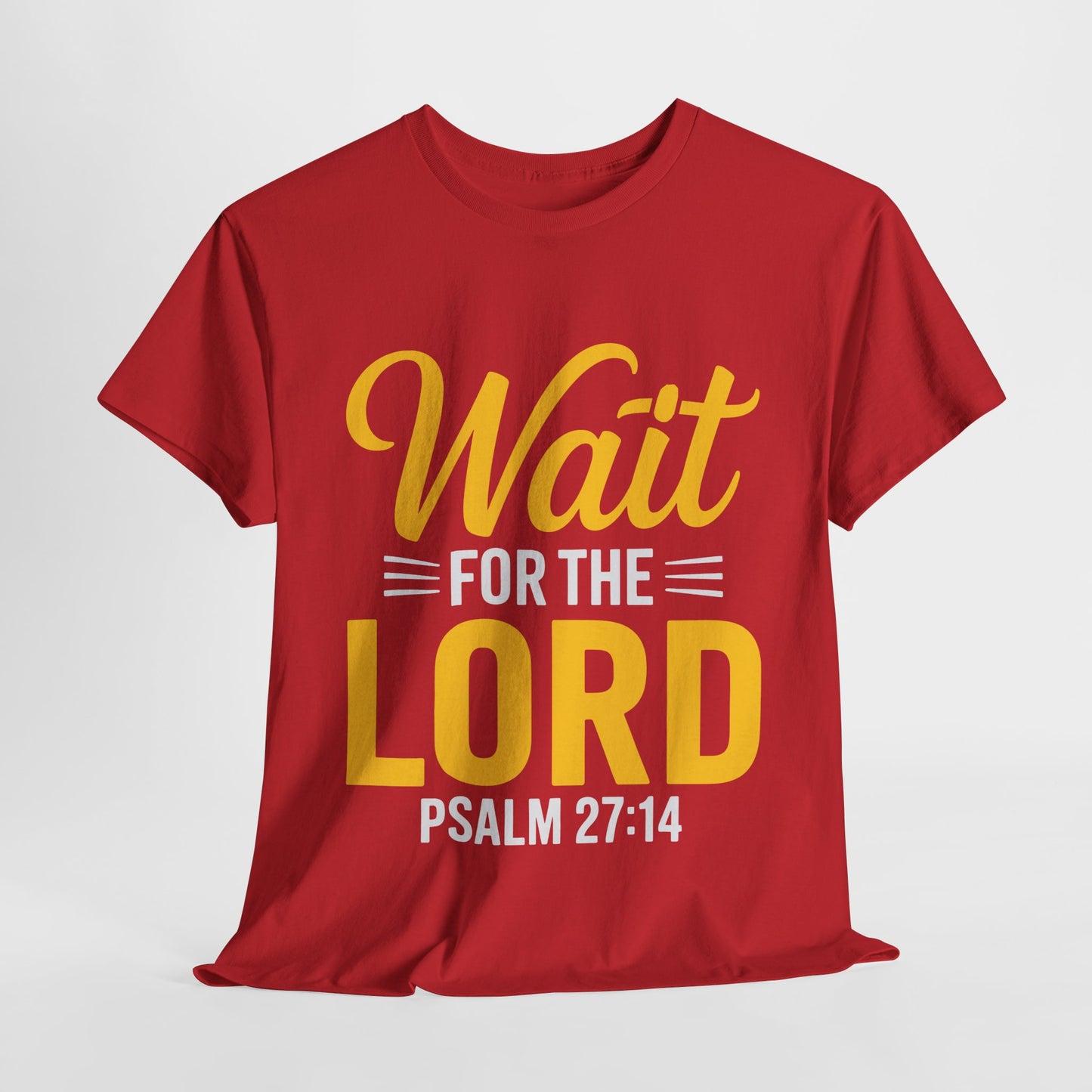 Faith-Inspired Unisex Heavy Cotton Tee - "Wait for the Lord" Psalm 27:14, Christian Apparel, Inspirational Gift, Church Event Shirt, [...]