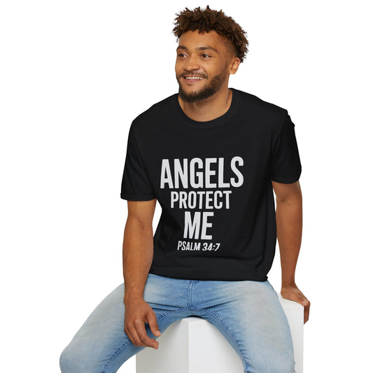 Unisex Softstyle T-Shirt with Inspirational Quote - 'Angels Protect Me', Comfortable Tee for Faith, Spiritual Gift, Everyday Wear, [...]