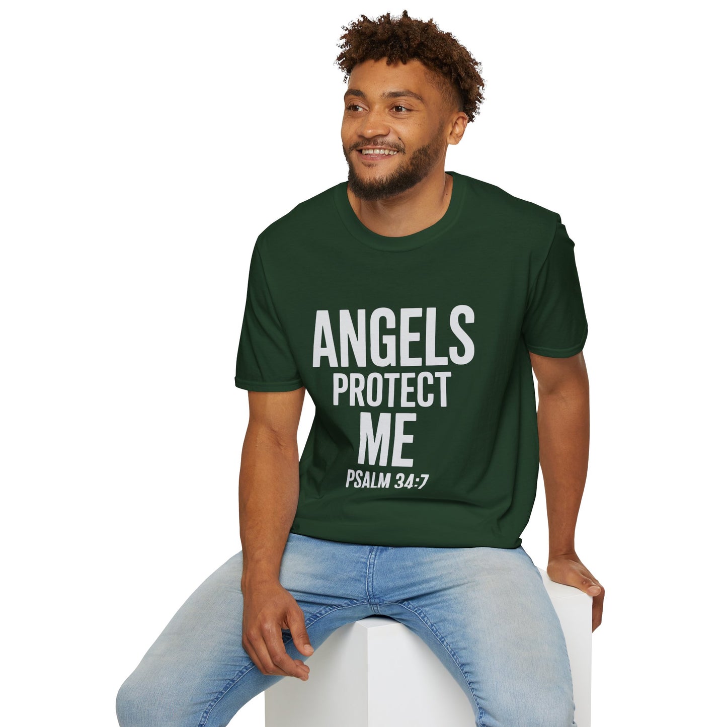 Unisex Softstyle T-Shirt with Inspirational Quote - 'Angels Protect Me', Comfortable Tee for Faith, Spiritual Gift, Everyday Wear, [...]