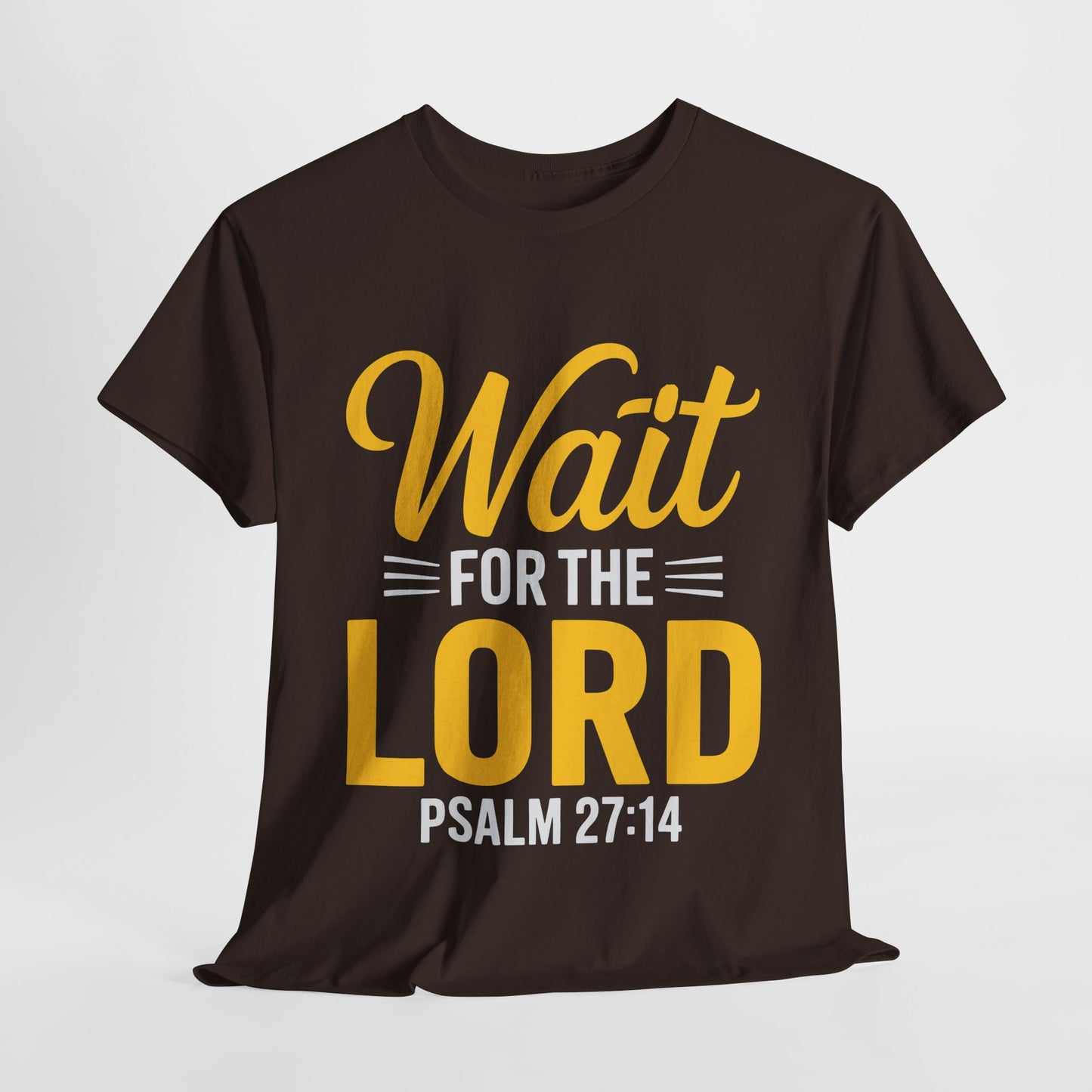 Faith-Inspired Unisex Heavy Cotton Tee - "Wait for the Lord" Psalm 27:14, Christian Apparel, Inspirational Gift, Church Event Shirt, [...]