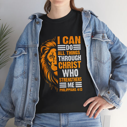 Inspirational Lion T-Shirt - Faith, Strength, Motivational Apparel, Christian Gifts, Biblical Quotes, Encouragement Wear