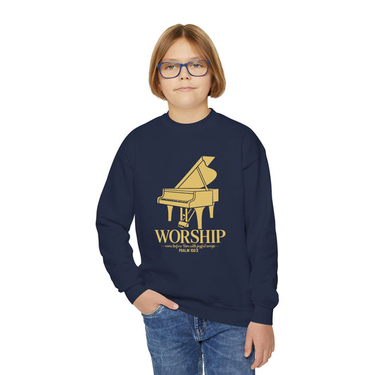 Youth Worship Crewneck Sweatshirt - Music, Faith, Christian, Gift for Teens, Youth Ministry Apparel