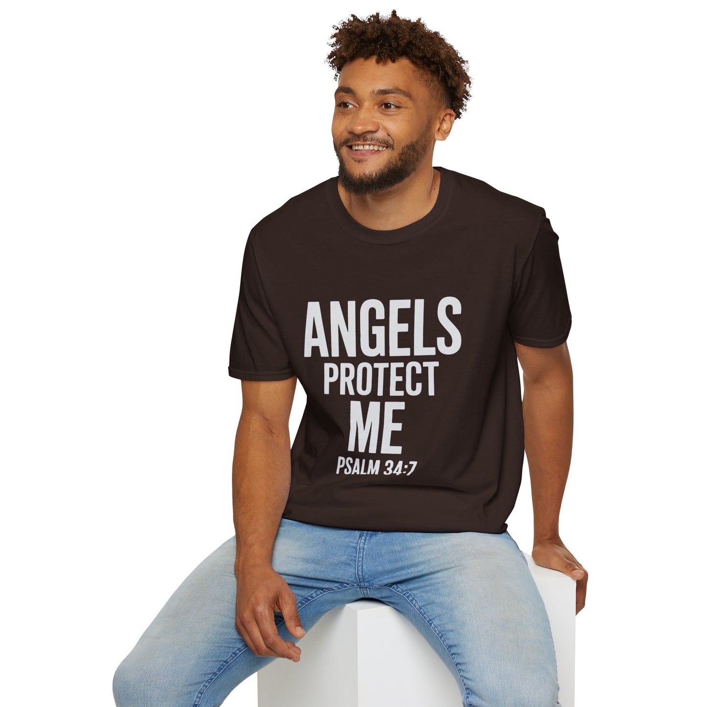 Unisex Softstyle T-Shirt with Inspirational Quote - 'Angels Protect Me', Comfortable Tee for Faith, Spiritual Gift, Everyday Wear, [...]