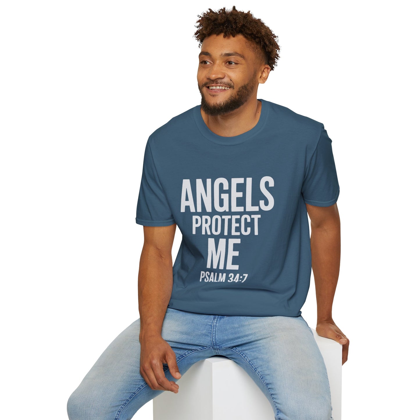 Unisex Softstyle T-Shirt with Inspirational Quote - 'Angels Protect Me', Comfortable Tee for Faith, Spiritual Gift, Everyday Wear, [...]