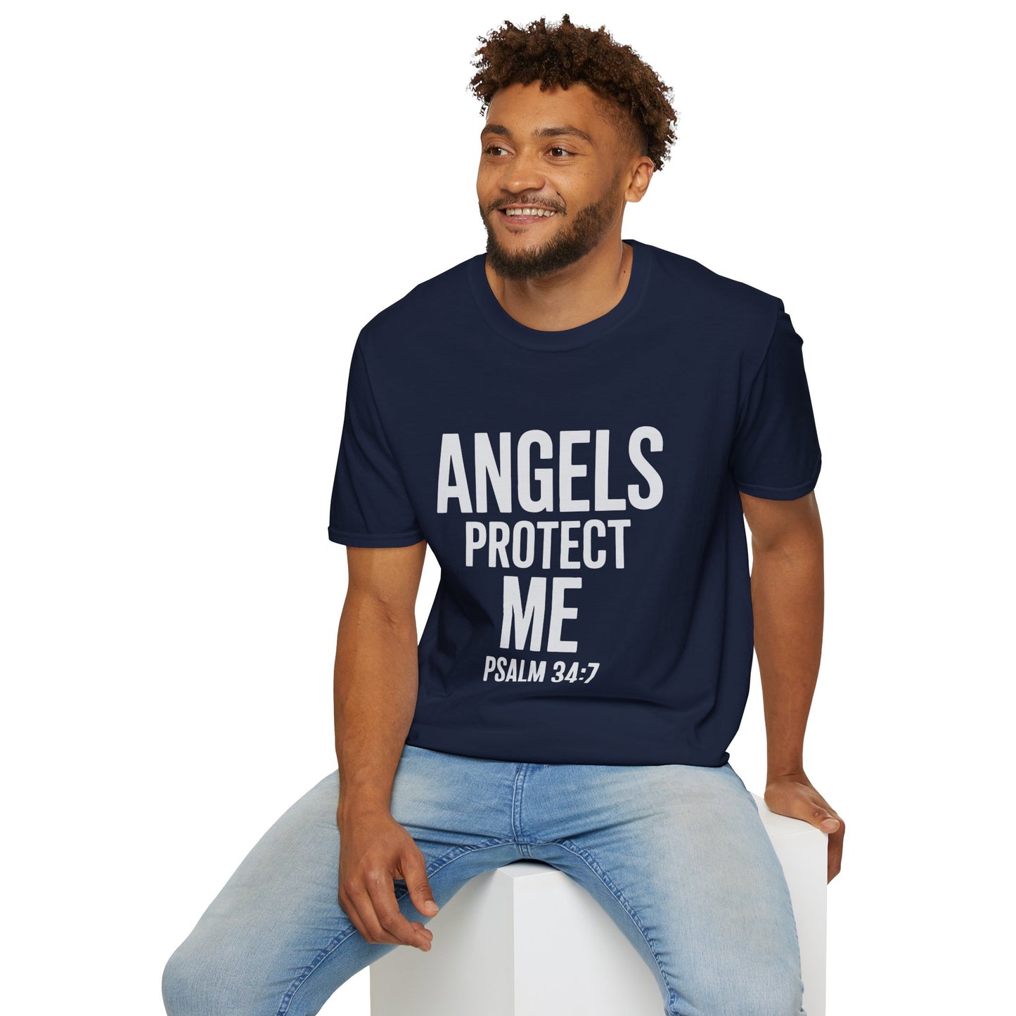 Unisex Softstyle T-Shirt with Inspirational Quote - 'Angels Protect Me', Comfortable Tee for Faith, Spiritual Gift, Everyday Wear, [...]
